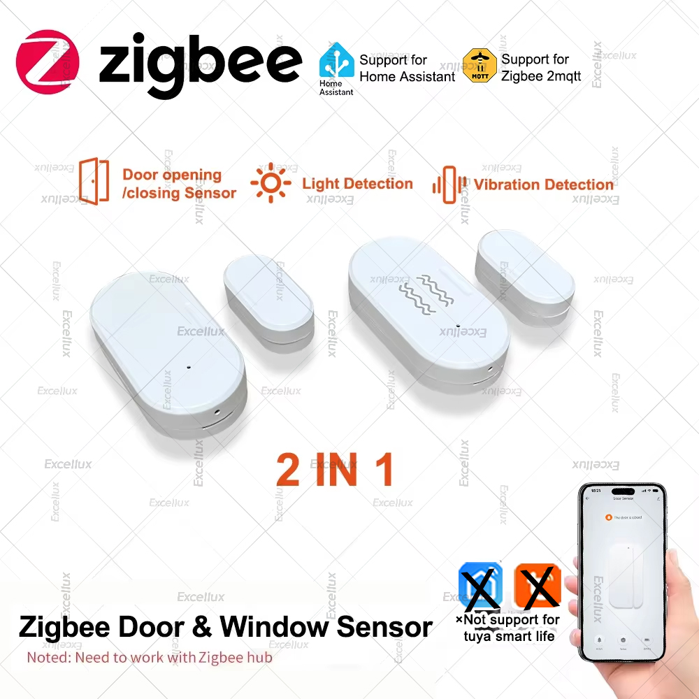 Window Alarm Sensor - Zigbee 3.0 Tür-Fenster-Sensor mit Helligkeit/Vibrationssensor, Smart