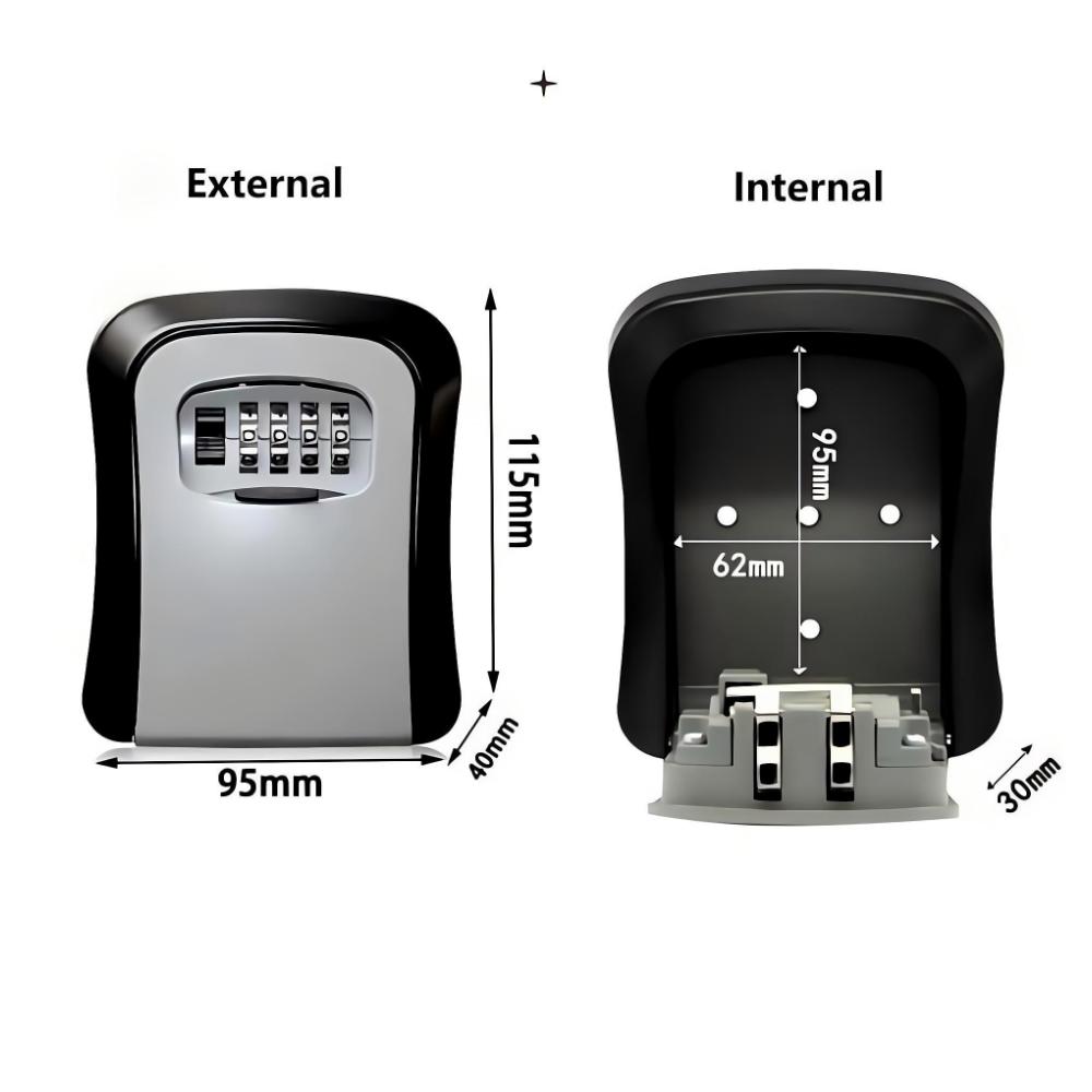 Home Security Key Box - Wandmontierter Schlüsselsafe mit 4-stelligem Zahlencode, Sicherheitsschloss