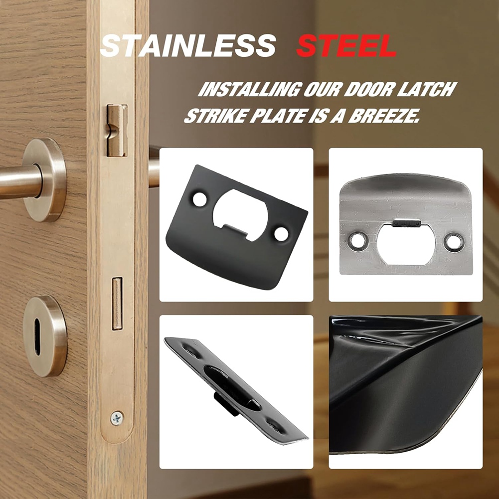 Door Reinforcer Kit - AT51-12 PCS Türschlagplatte, schwarze Schlagplatte für