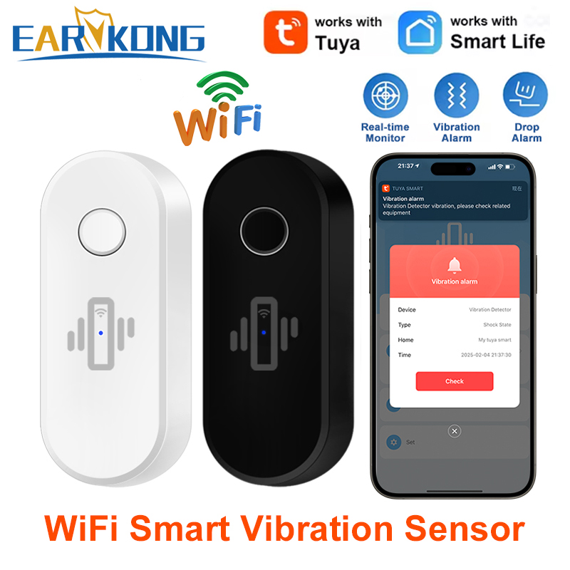 Window Alarm Sensor - Tuya WiFi Vibration Detektor Glas Gebrochen