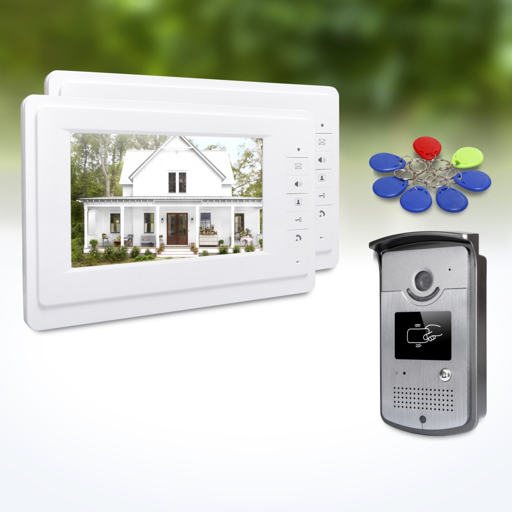 Home Security And Camera Systems - 1 Außenkamera 2 Innenmonitore 7-Zoll-Video-Türsprechanlage Schlüsselanhänger