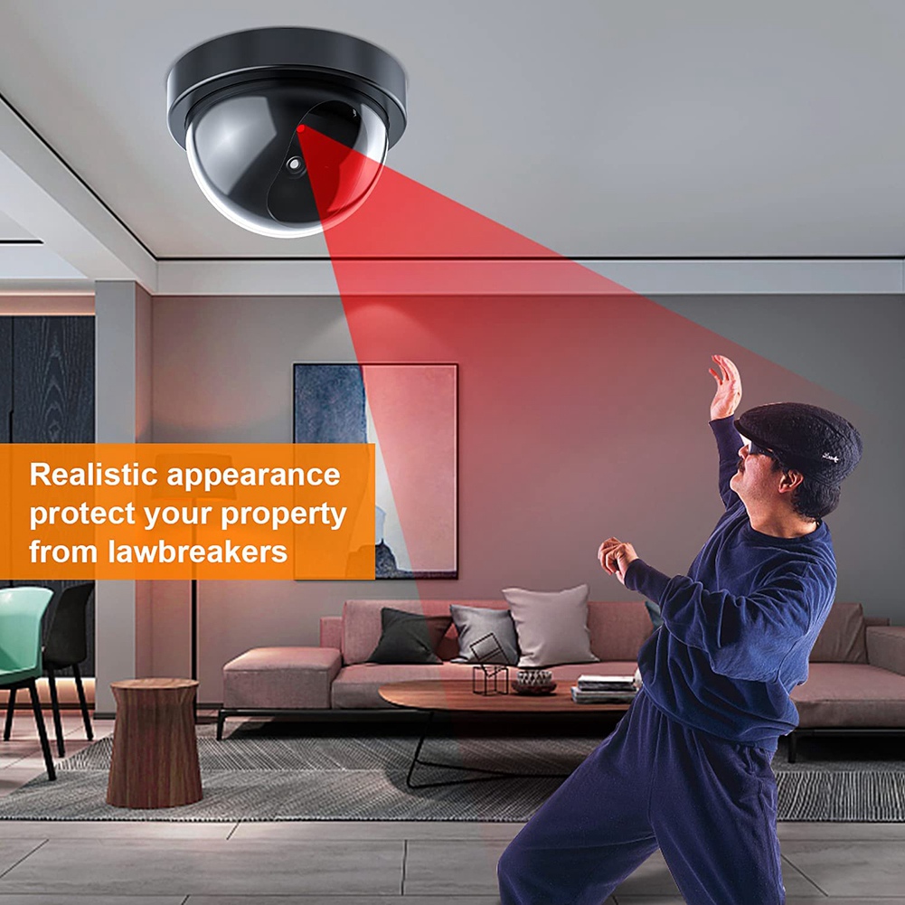 Home Security And Camera Systems - Dummy-Überwachungskamera, gefälschte Kamera mit rotem LED-Licht,