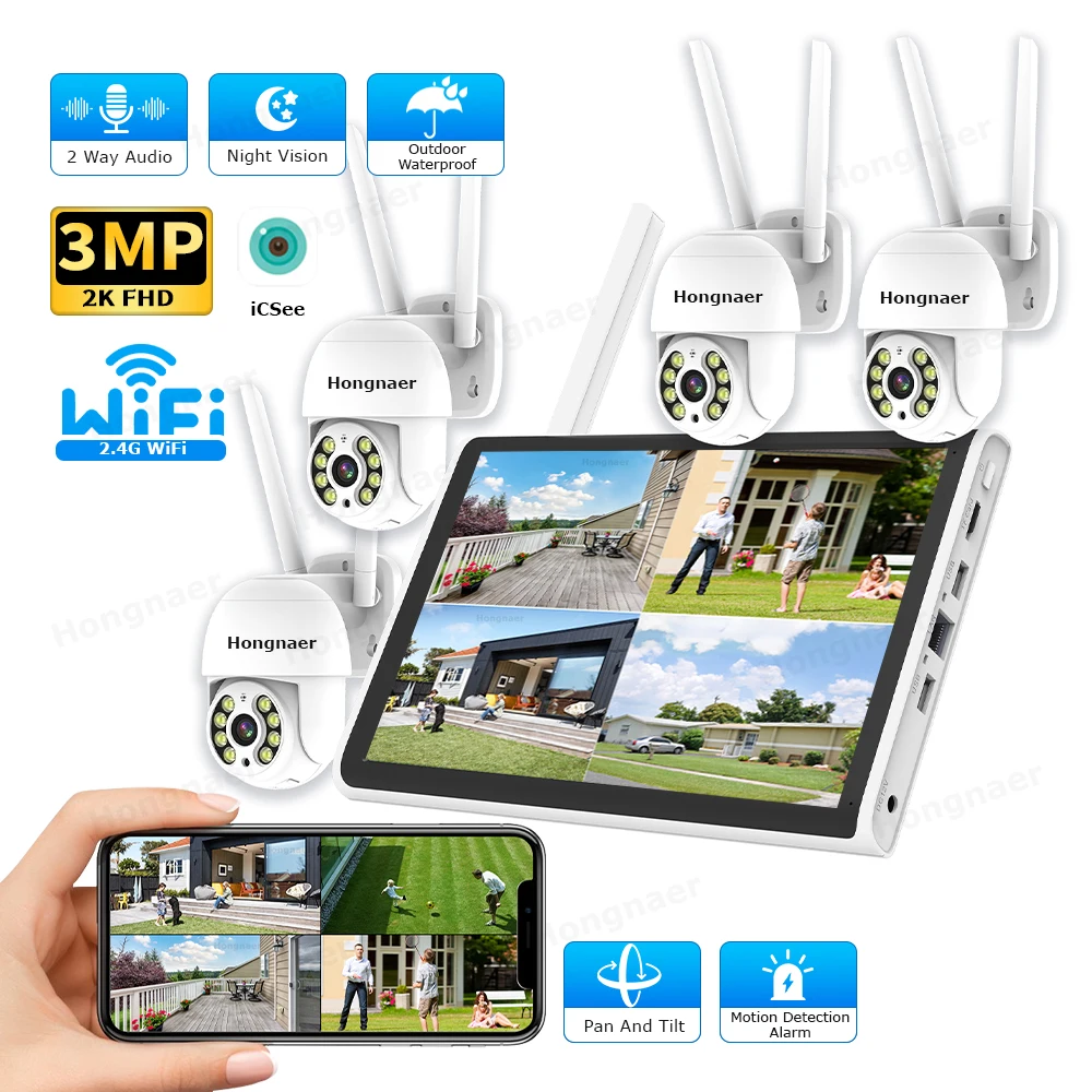 Home Security And Camera Systems - 2026 Hongnaer 3MP 4-Kanal WLAN IP