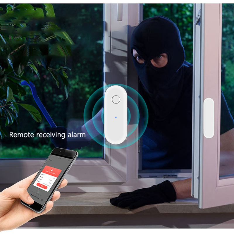 Window Alarm Sensor - Ferngesteuerter Alarm-Empfänger WLAN Intelligenter Tür-Magnetdetektor Graffiti-Tür-