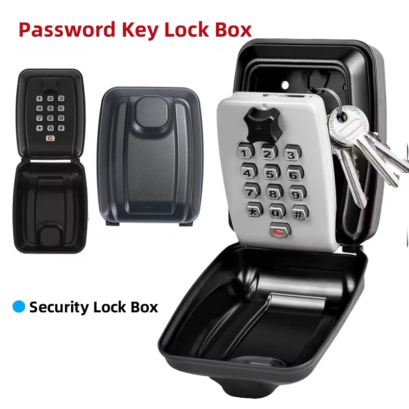 Home Security Key Box - Passwort-Schlüsselkasten, wasserdichtes Wandschloss, 12-stellige Zahlenkombination, rücksetzbar,