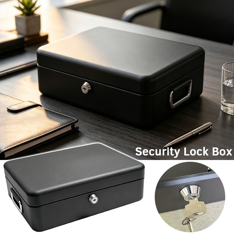 Home Security Key Box - Sicherheits-Tresor Feuerfest Großer Robuster Geldtresor Schlüssel-Dokumenten-Box