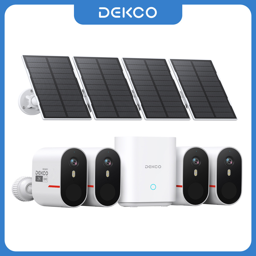 Home Security And Camera Systems - Dekco 3MP WLAN-Solarkamera-System 4-Kamera-Set Outdoor Drahtlose