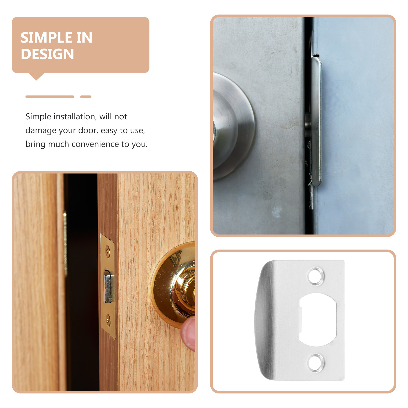 Door Reinforcer Kit - 8-teiliges Türschloss-Zungenplatten-Set aus Metall, Verstärkungsplatte für