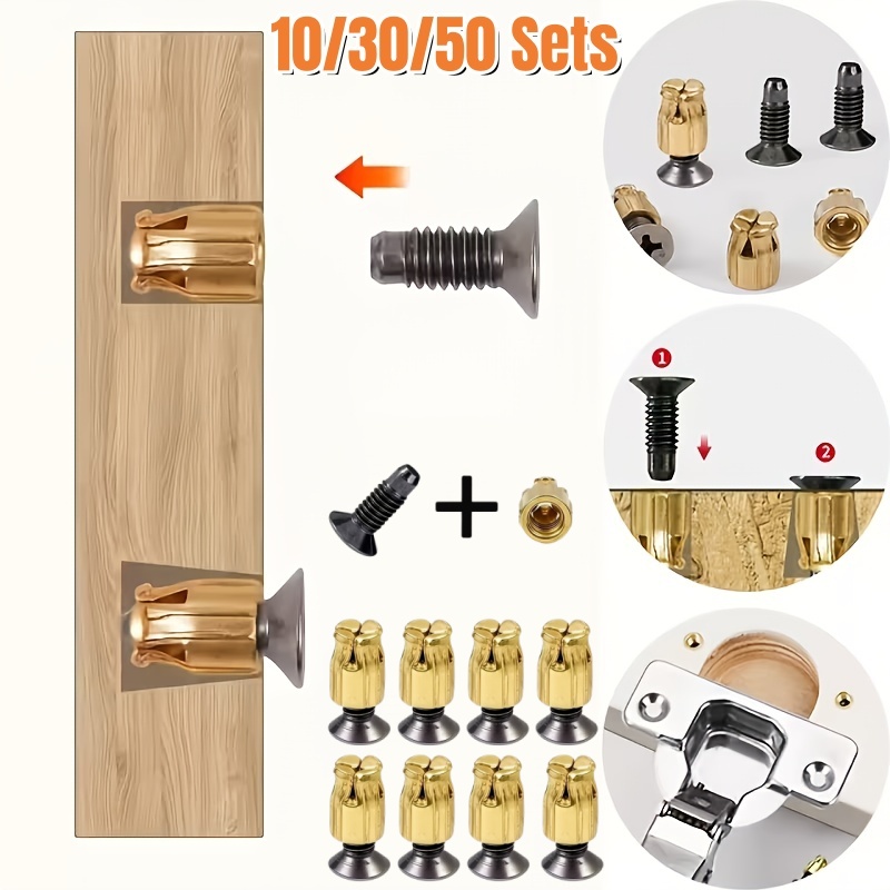 Door Reinforcer Kit - 10/30/50 Sets wiederverwendbares Scharnier-Reparatur-Einsatzset, Metallbefestigungseinsätze zur